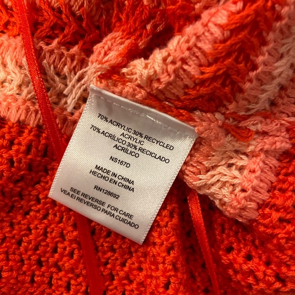 NWT Madden NYC Size XL Orange Coral Stripe Crochet Crop Top V Neck Adjustable - Picture 12 of 13